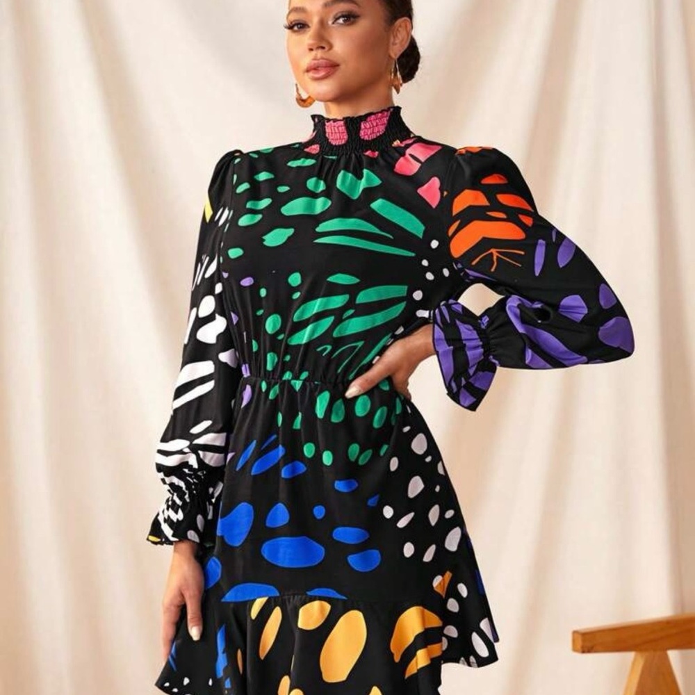 Vibrant Multicolor Patterned Dress